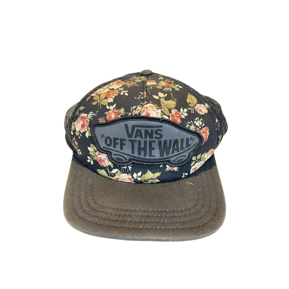 Vans Off The Wall Black Floral Snapback Baseball Cap Flowers Skate Hat